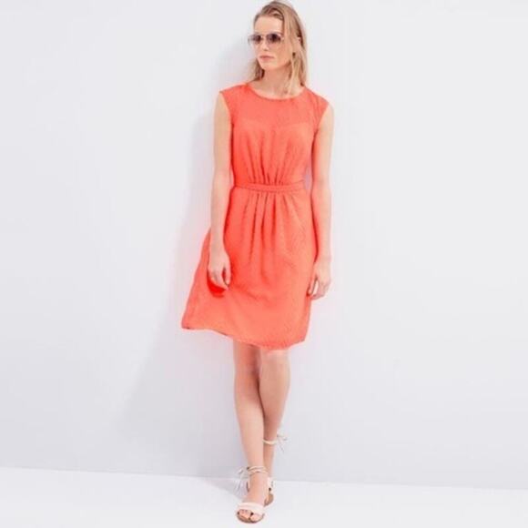 New J. Crew Swiss Dot Orange Cap Sleeve Fit & Flare Dress 4 - Picture 9 of 9